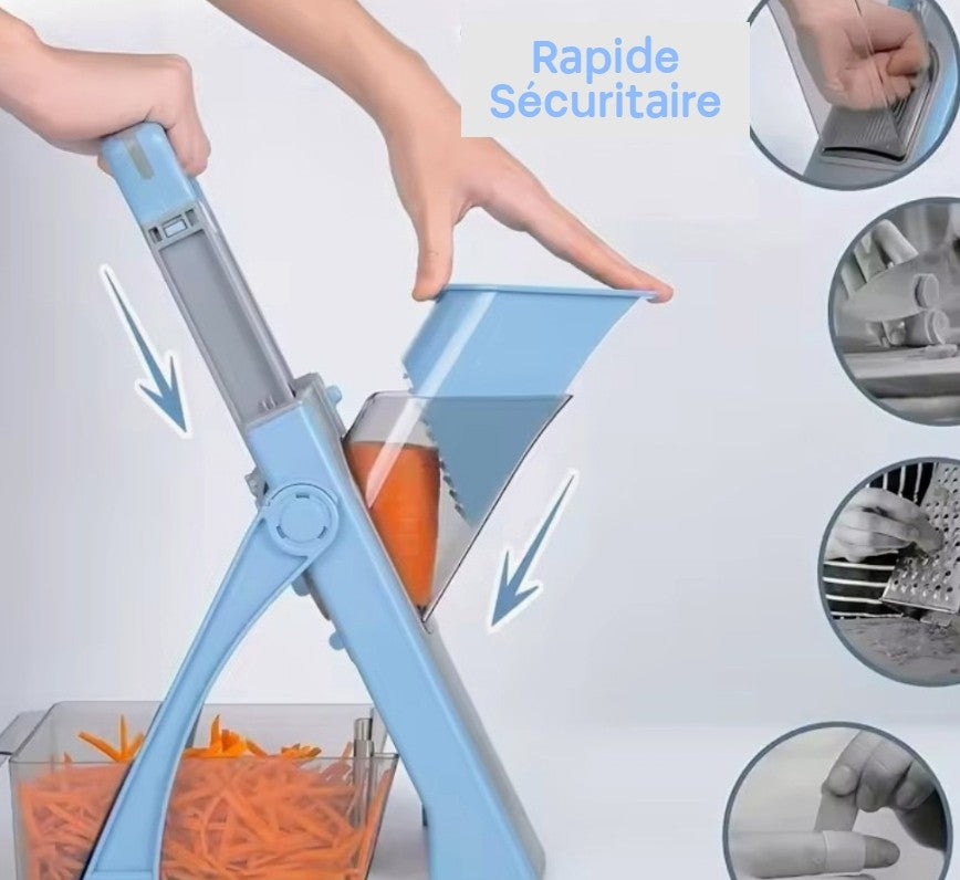 Démonstration de profil, montrant le côté sécuritaire du coupe légumes mandoline ProCut 