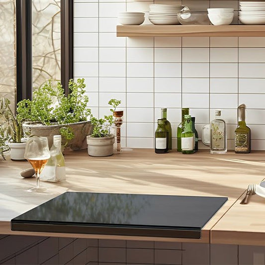 Planche à découper VerreContour installée dans une cuisine champêtre chic