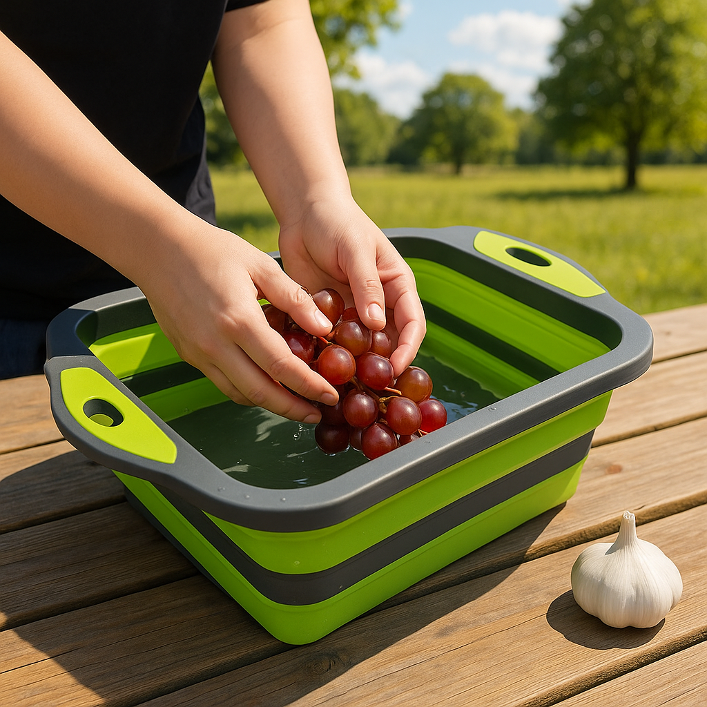 Planche à découper MultiFonctions dépliée en bassin de lavage de raisins en plein air