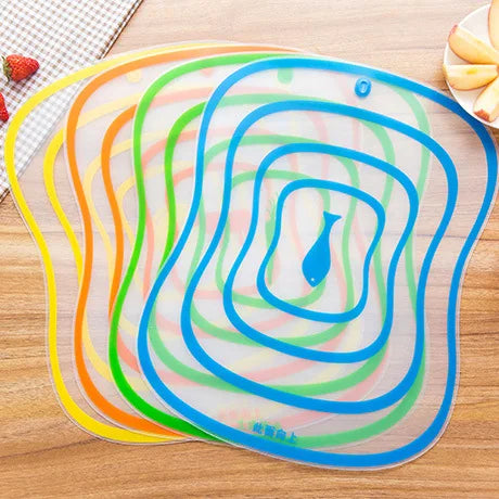 Lot de 4 couleurs et icônes sur planches à découper flexibles  en plastique souple