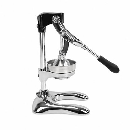 Presse agrumes manuel en acier inoxydable robuste avec levier puissant pour extraire facilement le jus des agrumes sur fond blanc